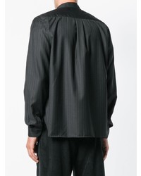 schwarzes vertikal gestreiftes Langarmhemd von Costumein