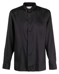 schwarzes vertikal gestreiftes Langarmhemd von Saint Laurent