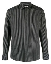 schwarzes vertikal gestreiftes Langarmhemd von Saint Laurent