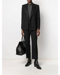 schwarzes vertikal gestreiftes Langarmhemd von Saint Laurent