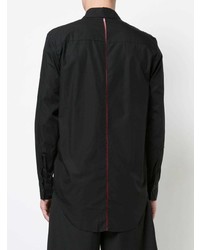 schwarzes vertikal gestreiftes Langarmhemd von Yang Li