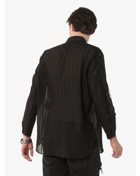 schwarzes vertikal gestreiftes Langarmhemd von Saint Laurent