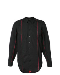 schwarzes vertikal gestreiftes Langarmhemd von Yang Li