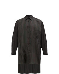 schwarzes vertikal gestreiftes Langarmhemd von Yohji Yamamoto