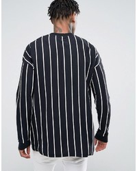 schwarzes vertikal gestreiftes Langarmshirt von Asos