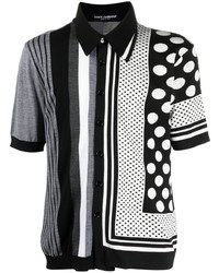 schwarzes vertikal gestreiftes Polohemd von Dolce & Gabbana
