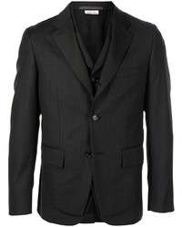 schwarzes vertikal gestreiftes Sakko von Comme des Garcons Homme Deux