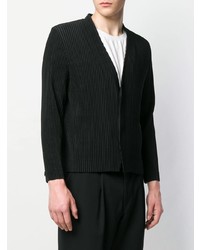 schwarzes vertikal gestreiftes Sakko von Pleats Please By Issey Miyake