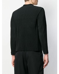 schwarzes vertikal gestreiftes Sakko von Pleats Please By Issey Miyake