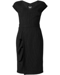 schwarzes vertikal gestreiftes Wollkleid von Moschino