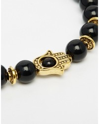 schwarzes Perlen Armband von Reclaimed Vintage