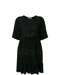 schwarzes verziertes ausgestelltes Kleid aus Spitze von See by Chloe