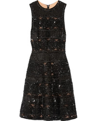 schwarzes verziertes ausgestelltes Kleid von Elie Saab