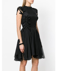 schwarzes verziertes ausgestelltes Kleid von Parlor