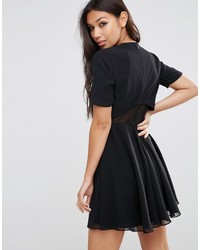 schwarzes verziertes ausgestelltes Kleid von Asos