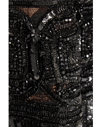 schwarzes verziertes ausgestelltes Kleid von Elie Saab