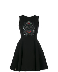 schwarzes verziertes ausgestelltes Kleid von Philipp Plein