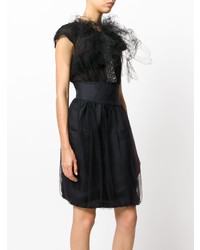schwarzes verziertes ausgestelltes Kleid von Valentino Vintage