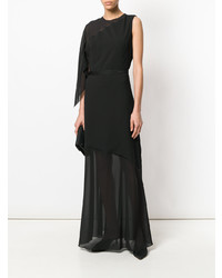 schwarzes verziertes Ballkleid von Lanvin