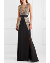 schwarzes verziertes Ballkleid von Reem Acra