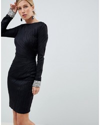 schwarzes verziertes figurbetontes Kleid von Jovani