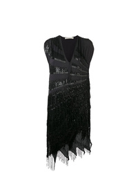 schwarzes verziertes gerade geschnittenes Kleid aus Pailletten von Amen