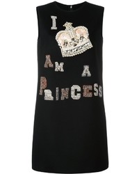 schwarzes verziertes gerade geschnittenes Kleid von Dolce & Gabbana
