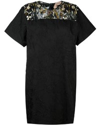 schwarzes verziertes gerade geschnittenes Kleid von No.21