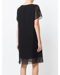 schwarzes verziertes gerade geschnittenes Kleid von Lanvin