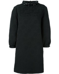 schwarzes verziertes gerade geschnittenes Kleid von Simone Rocha