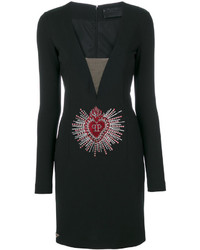 schwarzes verziertes Kleid von Philipp Plein