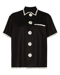 schwarzes verziertes Kurzarmhemd von Bode