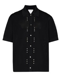 schwarzes verziertes Kurzarmhemd von Bottega Veneta