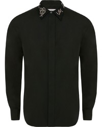 schwarzes verziertes Langarmhemd von Alexander McQueen
