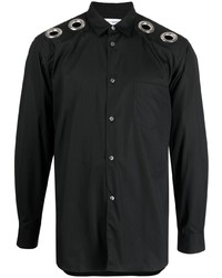 schwarzes verziertes Langarmhemd von Comme Des Garcons SHIRT