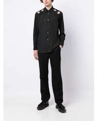 schwarzes verziertes Langarmhemd von Comme Des Garcons SHIRT