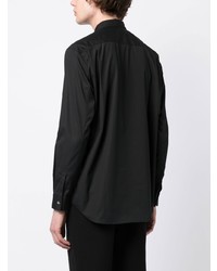 schwarzes verziertes Langarmhemd von Comme Des Garcons SHIRT