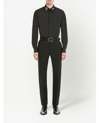 schwarzes verziertes Langarmhemd von Alexander McQueen