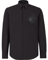 schwarzes verziertes Langarmhemd von Fendi