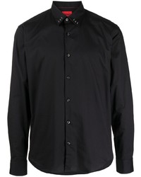 schwarzes verziertes Langarmhemd von Hugo