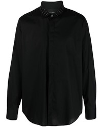 schwarzes verziertes Langarmhemd von John Richmond