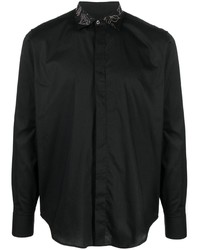 schwarzes verziertes Langarmhemd von John Richmond
