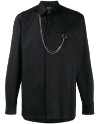 schwarzes verziertes Langarmhemd von Just Cavalli