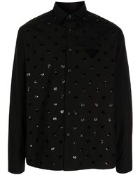 schwarzes verziertes Langarmhemd von Prada