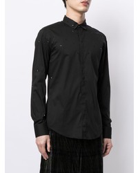 schwarzes verziertes Langarmhemd von Emporio Armani