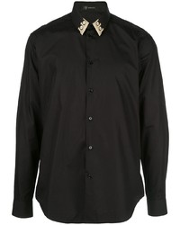 schwarzes verziertes Langarmhemd von Versace