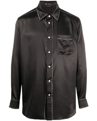 schwarzes verziertes Langarmhemd von Versace