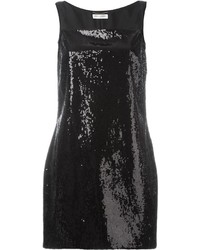 schwarzes verziertes Paillettenkleid von Saint Laurent