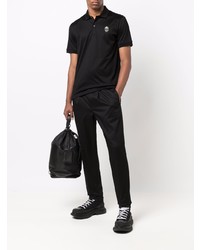 schwarzes verziertes Polohemd von Alexander McQueen