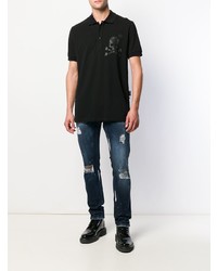 schwarzes verziertes Polohemd von Philipp Plein